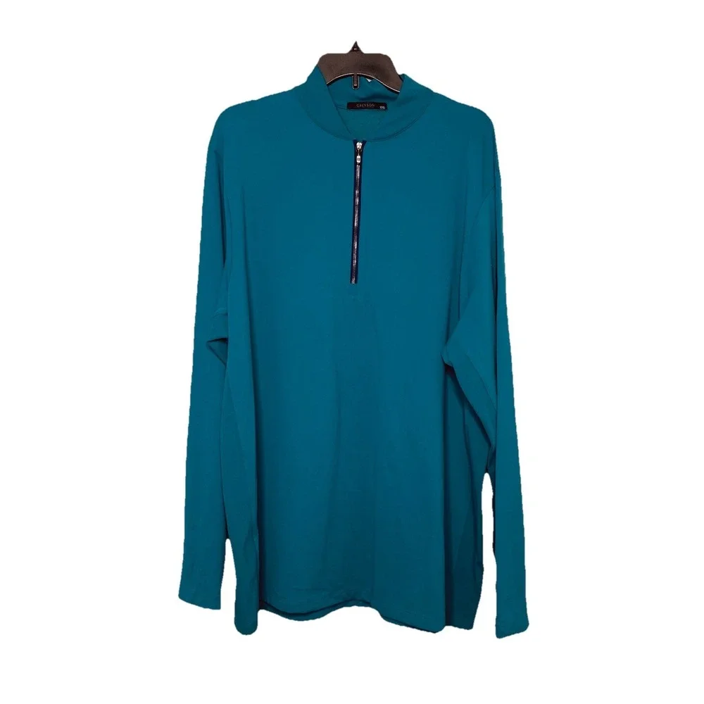 Greyson Siasconset 1/4 Zip‎ Pullover Shirt Golf Performance Fiddle Teal Blue XXL